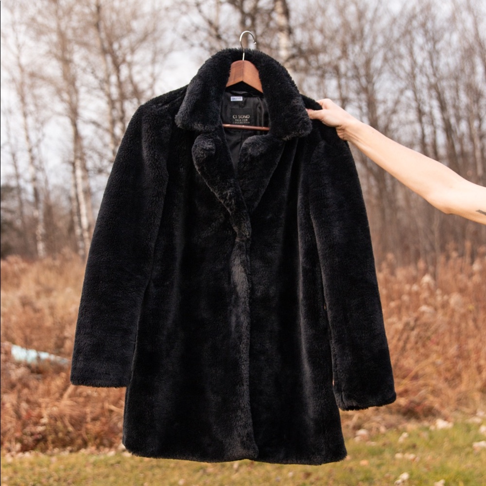 Faux Fur Midnight Black Cat Jacket